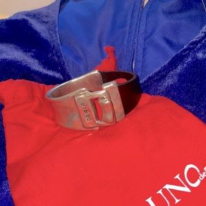UNO DE 50 Leather/Sterling Plate Bracelet
